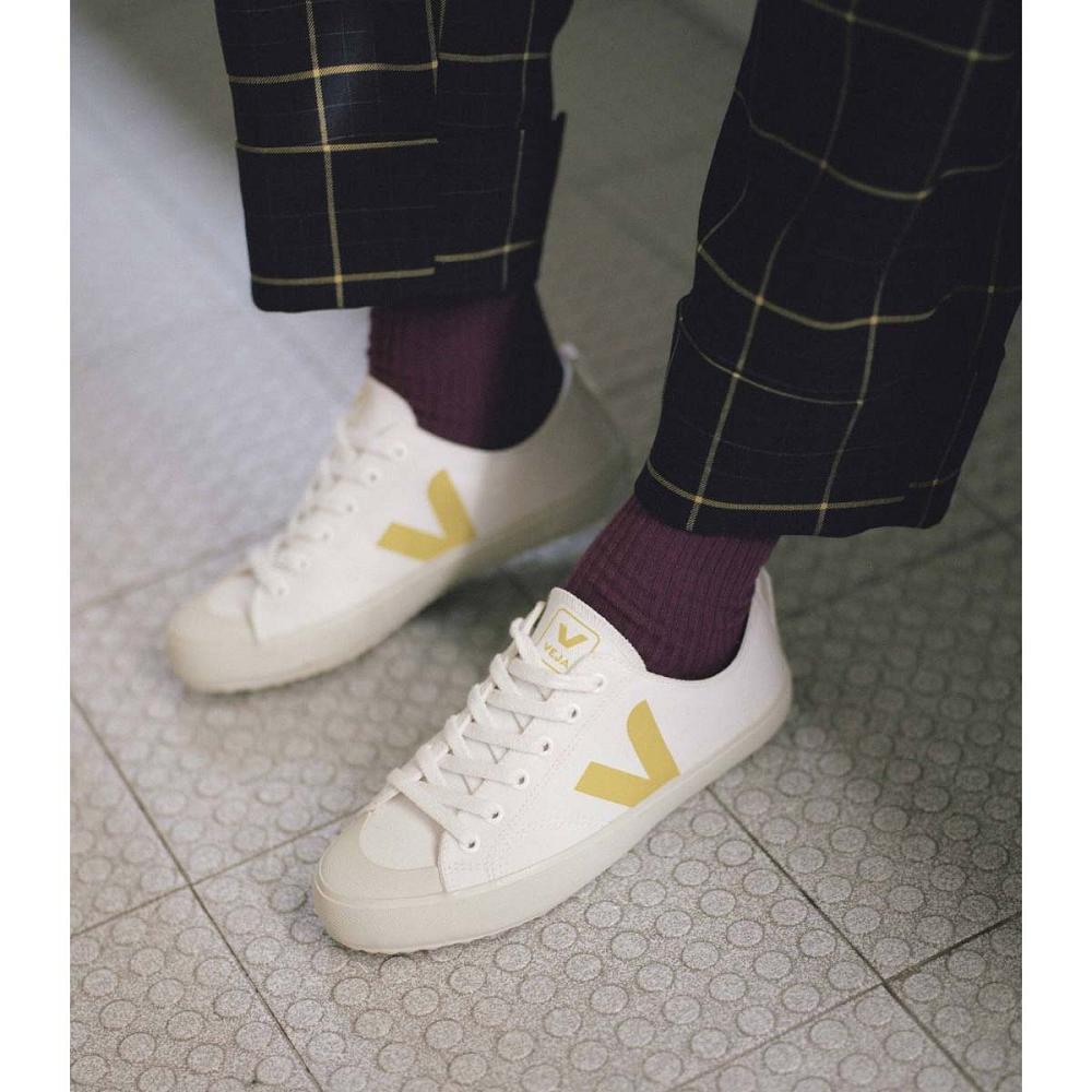 Veja NOVA CANVAS Women's Shoes White/Yellow | NZ 477RVD